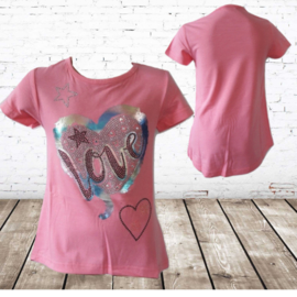 T shirt meisjes Love roze