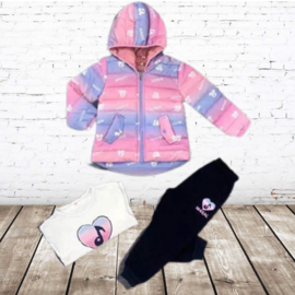 Meisjes set met winterjas roze