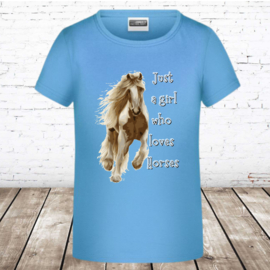 Shirt met paard Just a girl blauw