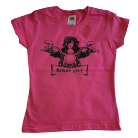 Dames T-shirt Biker Girl roze