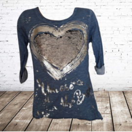 Longsleeve met hart blauw