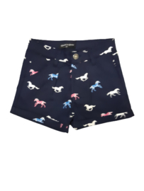 Meisjes short met paardjes blauw