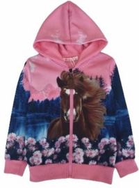 Roze vest met paard en bloemen