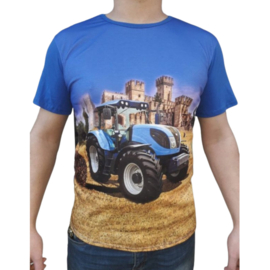 Blauw heren shirt met  trekker