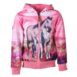 Roze vest met paarden print