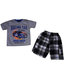 Shirt en korte broek racing grijs