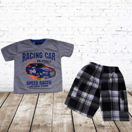 Shirt en korte broek racing grijs