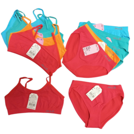 Meisjes ondergoed set bh top met slip felle kleuren 6 sets