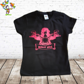 Dames T-shirt Biker Girl zwart