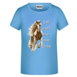 Shirt met paard Just a girl blauw