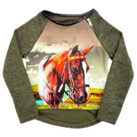 Groene trui met paardenhoofd