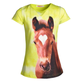 Lang meisjes shirt paard felgeel