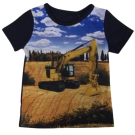Kinder t-shirt met gele graafmachine