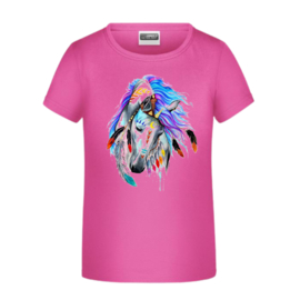 Roze t-shirt met paarden hoofd
