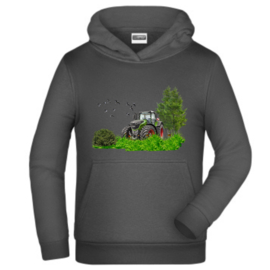 Grijze hoodie met tractor