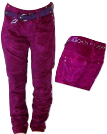 stoere velours meidenbroek roze 16