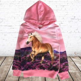 Roze hoodie met paarden f45