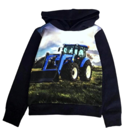 Hoodie met blauwe trekker maat 110/116