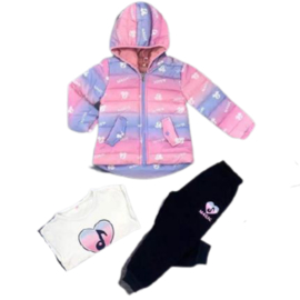 Meisjes set met winterjas roze