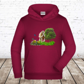 Bordeaux rode hoodie met paard