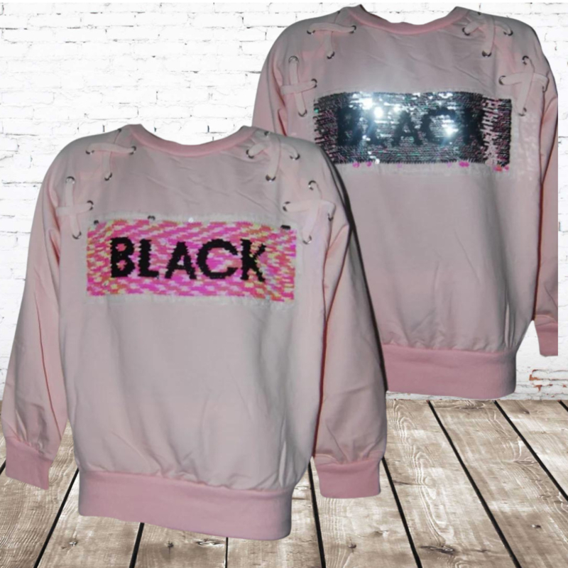 Dreigend Regelmatigheid Sturen Meisjes sweater met omkeerbare pailletten Black roze