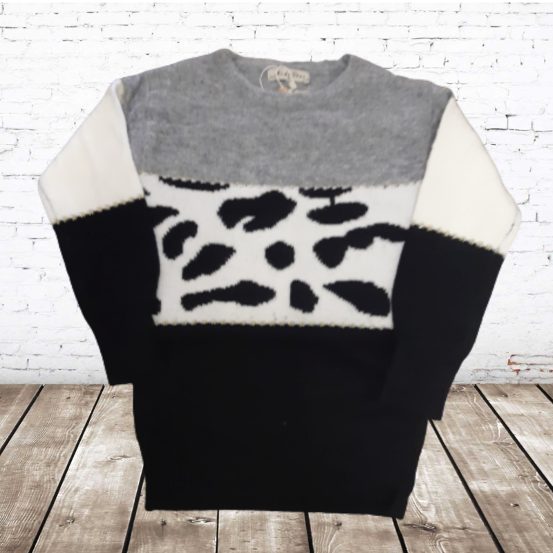 Bestrating mozaïek Buitensporig Meisjes trui met print P807 zwart | Truien 122/128 | Kindermode PASik