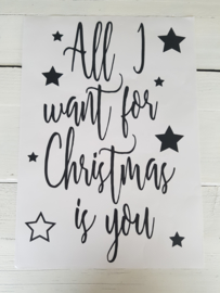 Raamsticker "All I want for christmas is you"