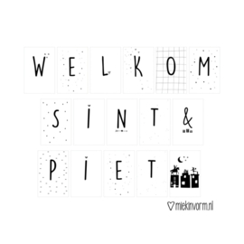 DIY letterslinger zwart wit | Welkom Sint & Piet Wit