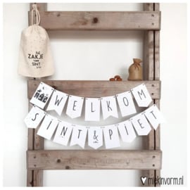 DIY letterslinger zwart wit | Welkom Sint & Piet Wit