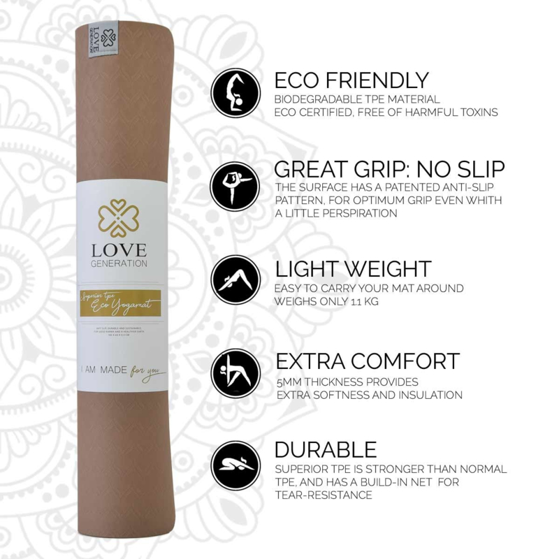 Superior TPE Eco Yoga mat - Excellent Earth - Yogashop