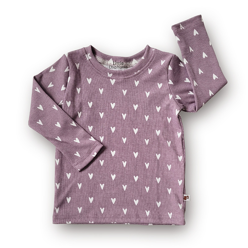 Shirt Rib Hearts (Dusty Lilac)