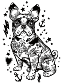 BULLDOGGE TATTOO TRANSFER VINYL BÜGELBILD