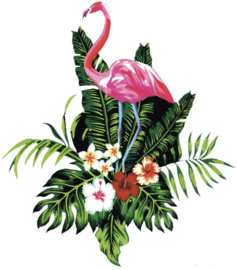 FLAMINGO MIT BLUMEN TRANSFER VINYL BÜGELBILD