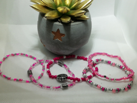 Setje van 5 Roze / Wit / Zilver