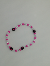 Armbandje Roze/ Zilver met Sterretjes