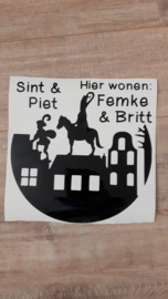 Hier woont.... sticker Sint en Piet