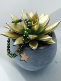 Armband Zwart /Groen Bedel