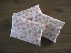 Zakdoekhoesjes Roze Bloemen met roze stippen band