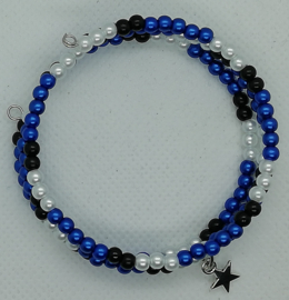 Wikkelarmband Blauw/Zwart/Wit