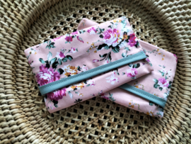 Zakdoekhoesje Roze Bloem, Mint band