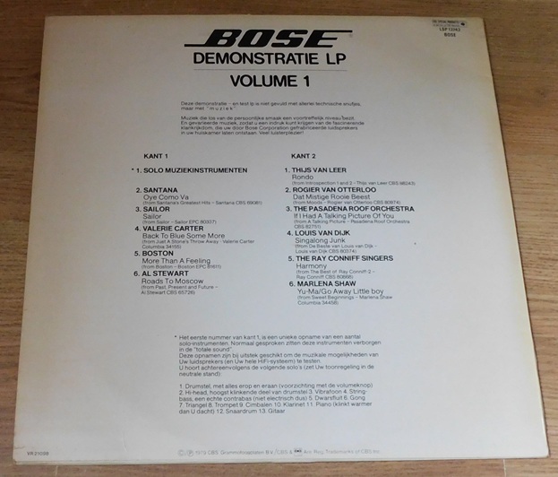 Various – Bose Demonstration Album Vol.1/Bose Demonstratie LP Volume 1