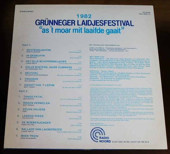 Various – Grunneger Laidjesfestival 1982 "As 'T Moar Mit Laaifde Gaait"