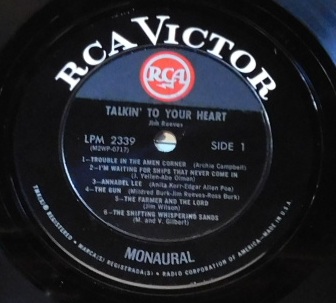 Jim Reeves ‎– Talkin' To Your Heart