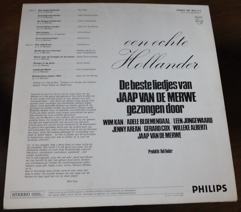 Various – Een Echte Hollander (De Beste Liedjes Van Jaap van de Merwe Gezongen Door)