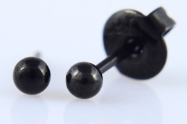 Oorknop bol zwart 3 mm