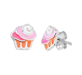 Zilveren oorstekers cupcakes