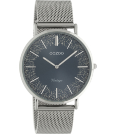 OOZOO Vintage zilver/blauw 40 mm