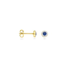 oorknoppen synth. swarovski en saffier 4,5 mm