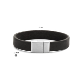 armband zwart leer 12 mm