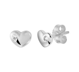 Zilveren oorstekers hart zirkonia